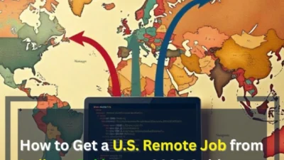 Illustration showing remote job connection from South Asia to USA in 2025