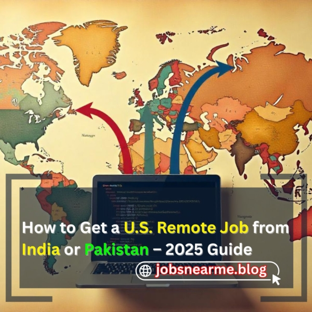 Illustration showing remote job connection from South Asia to USA in 2025