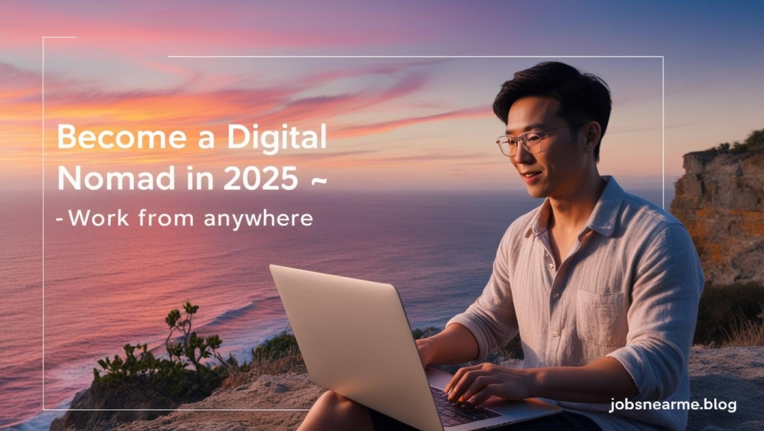 Person working remotely from a scenic travel location