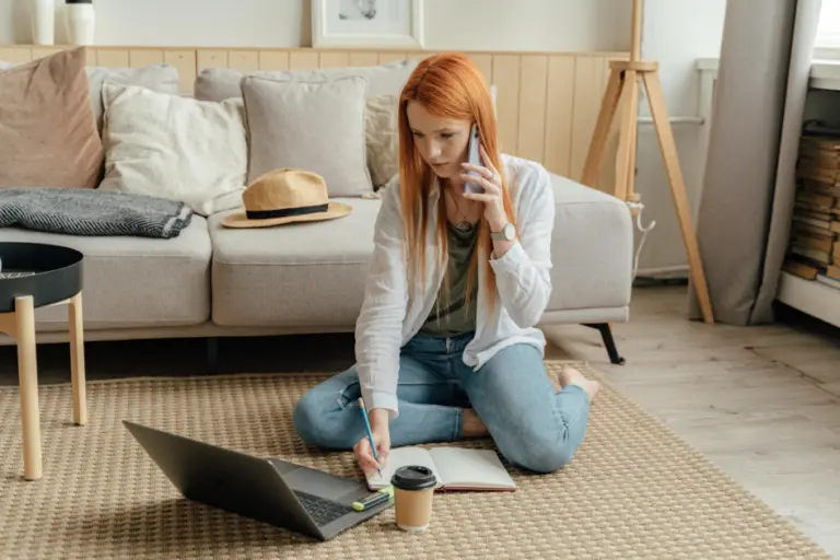 Remote Account Representative working from home with computer