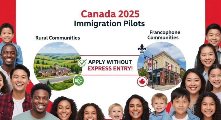 Immigrants with Canadian job offers smiling in rural community