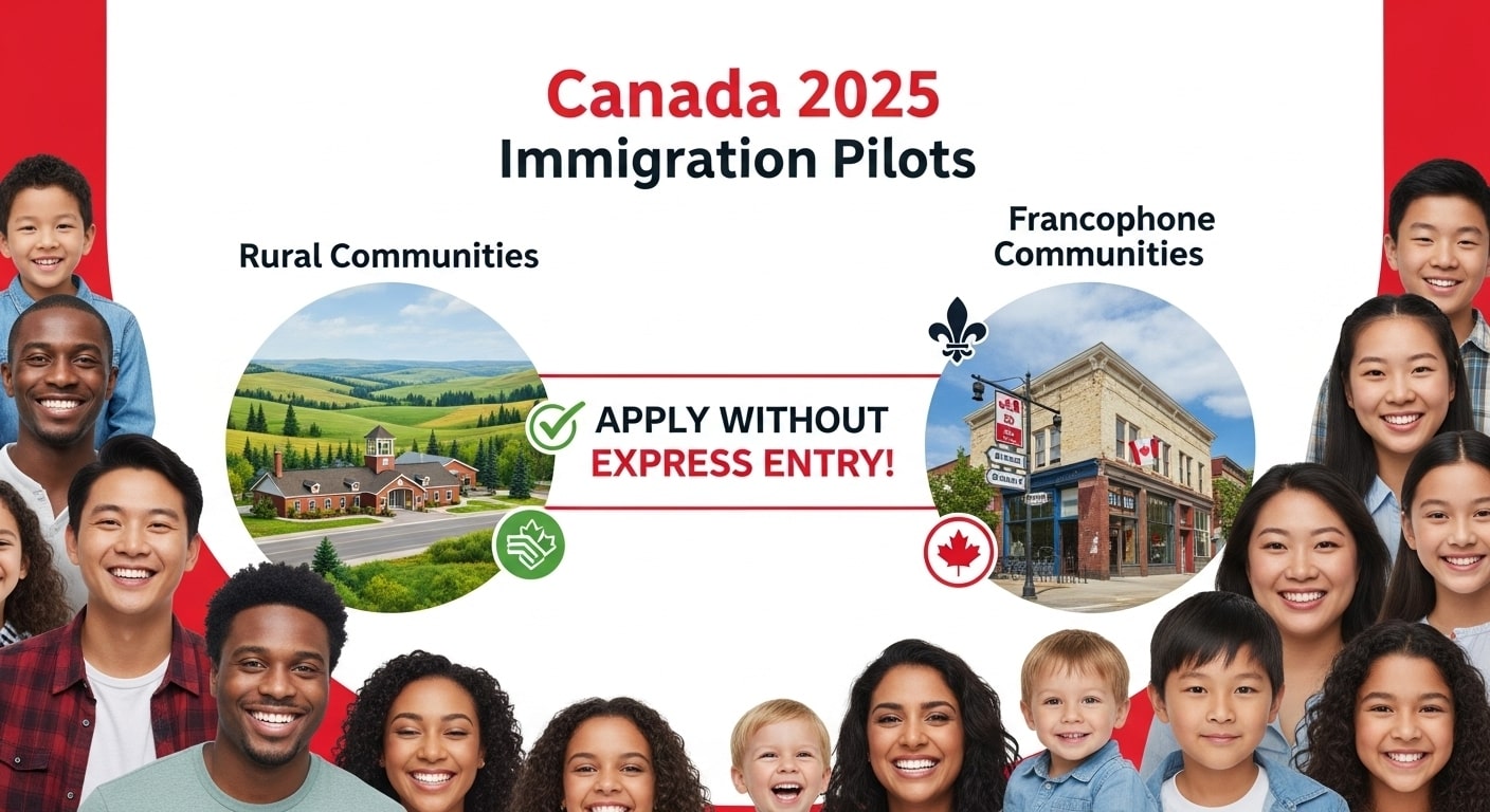 Immigrants with Canadian job offers smiling in rural community