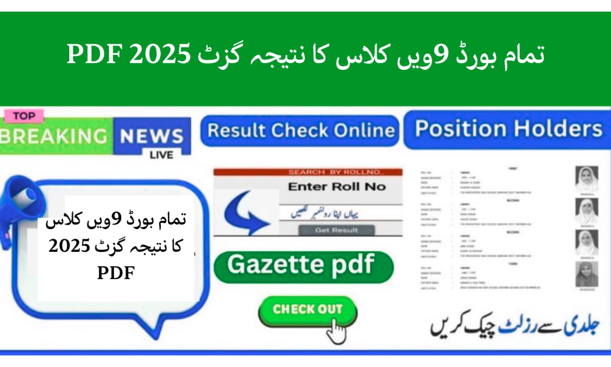 All Board 9th Class Result Gazette 2025 PDF