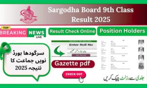 Sargodha Board 9th Class Result 2025