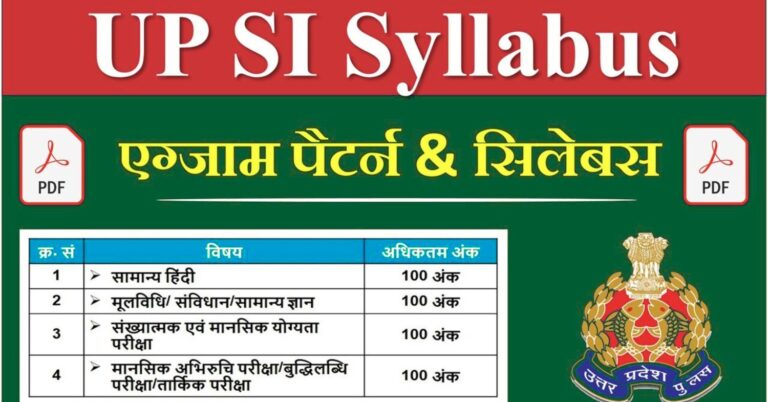 UP Police SI Syllabus 2025 Complete Exam Guide